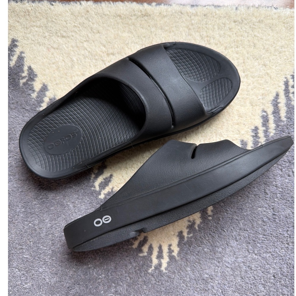 OOFOS OOAHH Slide Recovery Sandals EU 40 Mens 7 Womens 9 Black Sporty Unisex